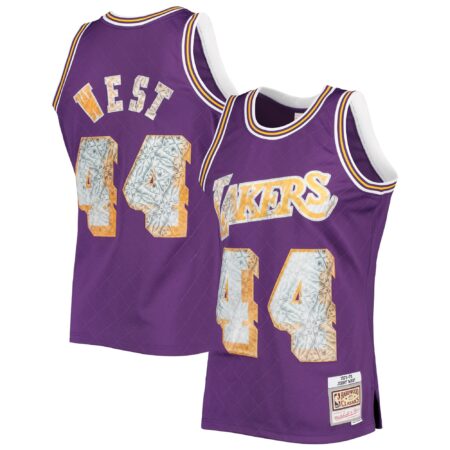Jerry West Los Angeles Lakers Mitchell & Ness 1971/72 Hardwood Classics Basketball 75th Anniversary Diamond Swingman Jersey - Purple