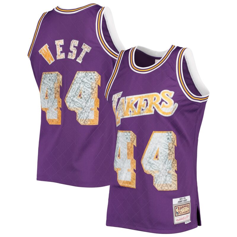 Jerry West Los Angeles Lakers Mitchell & Ness 1971/72 Hardwood Classics Basketball 75th Anniversary Diamond Swingman Jersey - Purple