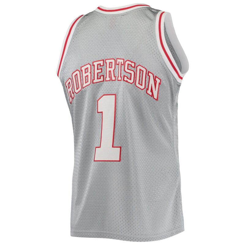 Oscar Robertson Milwaukee Bucks Mitchell & Ness 75th Anniversary 1971/72 Hardwood Classics Swingman Jersey - Silver - Image 3