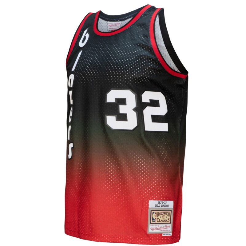 Bill Walton Portland Trail Blazers Mitchell & Ness 1976/77 Hardwood Classics Fadeaway Swingman Player Jersey - Red/Black - Image 2