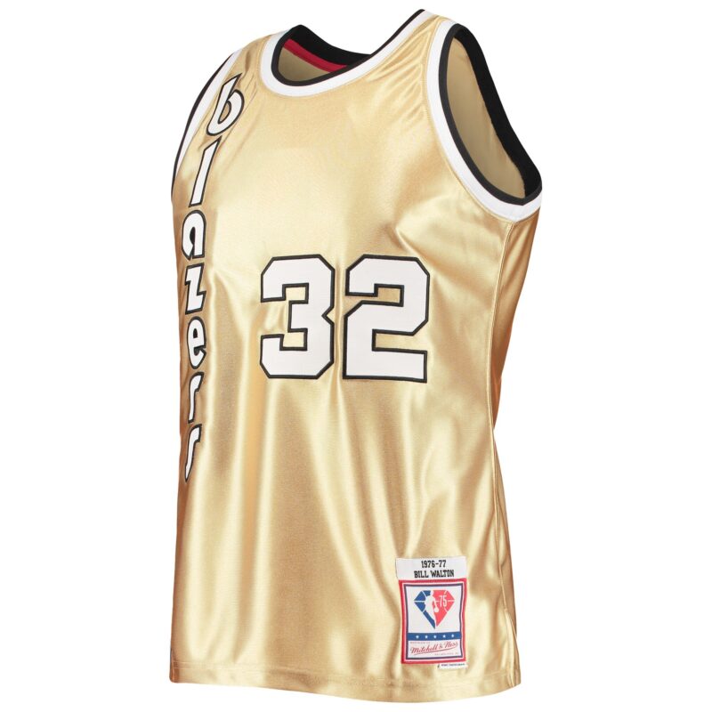 Bill Walton Portland Trail Blazers Mitchell & Ness 75th Anniversary 1976/77 Hardwood Classics Swingman Jersey - Gold - Image 2