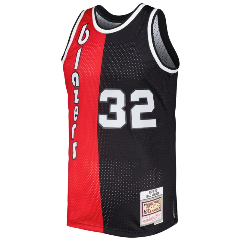 Bill Walton Portland Trail Blazers Mitchell & Ness Hardwood Classics 1976/77 Split Swingman Jersey - Red/Black - Image 2