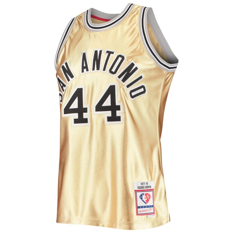 George Gervin San Antonio Spurs Mitchell & Ness 75th Anniversary 1977/78 Hardwood Classics Swingman Jersey - Gold - Image 2