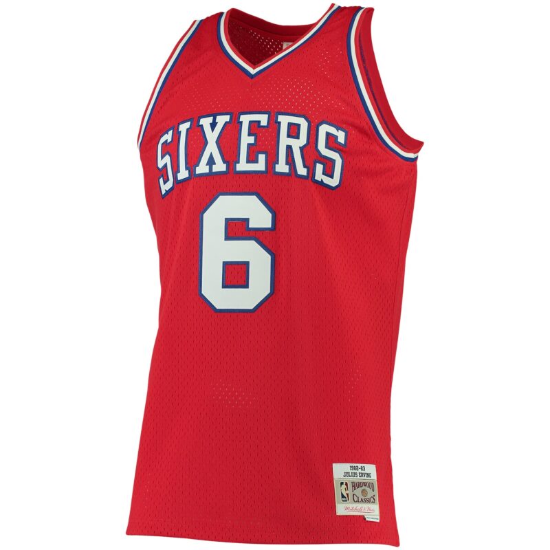 Julius Erving Philadelphia 76ers Mitchell & Ness 1982/83 Big & Tall Hardwood Classics Swingman Jersey - Red - Image 2