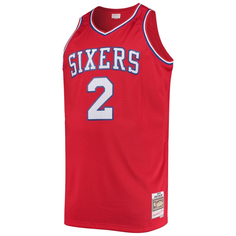 Moses Malone Philadelphia 76ers Mitchell & Ness 1982/83 Big & Tall Hardwood Classics Swingman Jersey - Red - Image 2