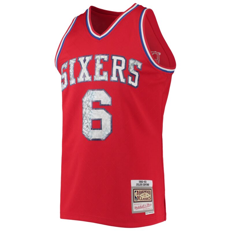 Julius Erving Philadelphia 76ers Mitchell & Ness 1982/83 Hardwood Classics Basketball 75th Anniversary Diamond Swingman Jersey - Red - Image 2