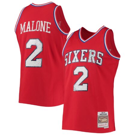 Moses Malone Philadelphia 76ers Mitchell & Ness 1982/83 Hardwood Classics Basketball 75th Anniversary Diamond Swingman Jersey - Red