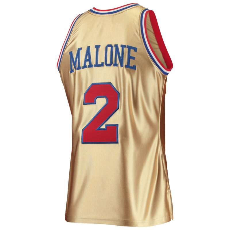 Moses Malone Philadelphia 76ers Mitchell & Ness 75th Anniversary 1982/83 Hardwood Classics Swingman Jersey - Gold - Image 3