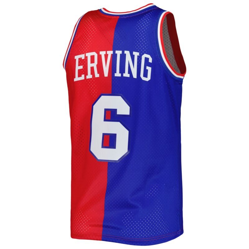 Julius Erving Philadelphia 76ers Mitchell & Ness Hardwood Classics 1982/83 Split Swingman Jersey - Royal/Red - Image 3