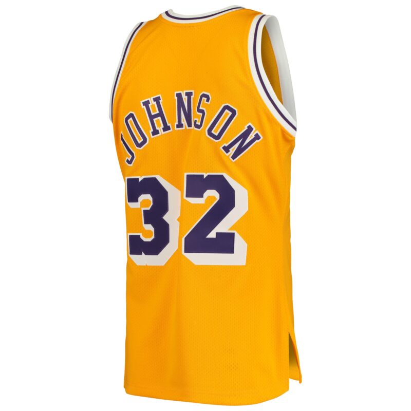 Magic Johnson Los Angeles Lakers Mitchell & Ness 1984/85 Hardwood Classics Jersey - Gold - Image 3