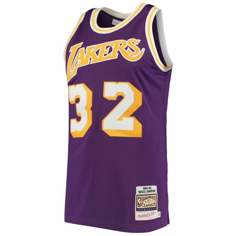 Magic Johnson Los Angeles Lakers Mitchell & Ness 1984/85 Hardwood Classics Jersey - Purple - Image 2