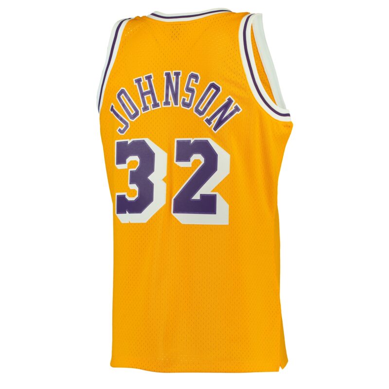 Magic Johnson Los Angeles Lakers Mitchell & Ness 1984/85 Hardwood Classics Swingman Jersey - Gold - Image 3