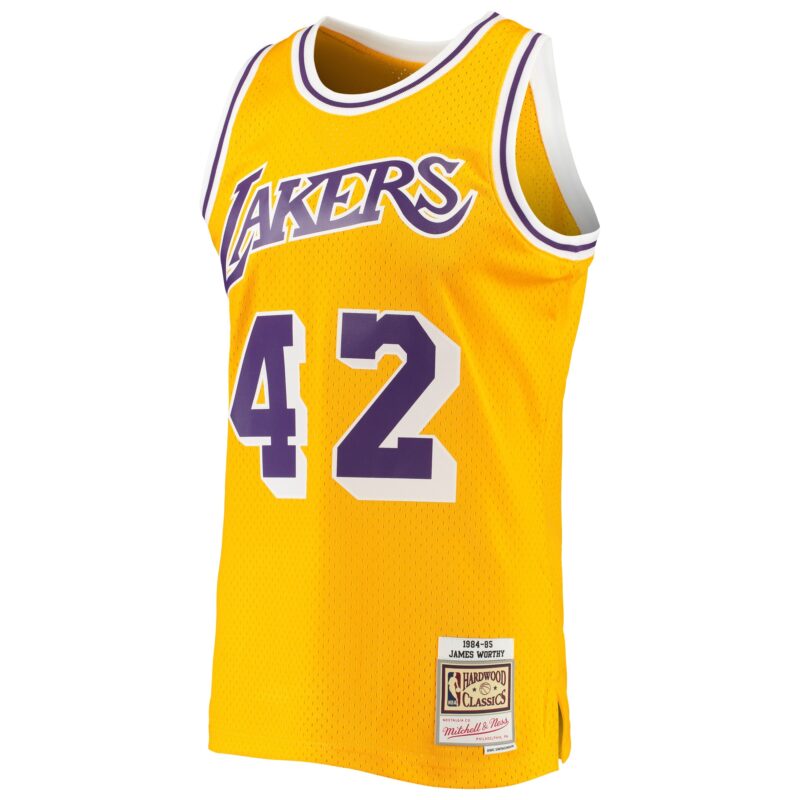 James Worthy Los Angeles Lakers Mitchell & Ness 1984/85 Hardwood Classics Swingman Jersey - Gold - Image 2