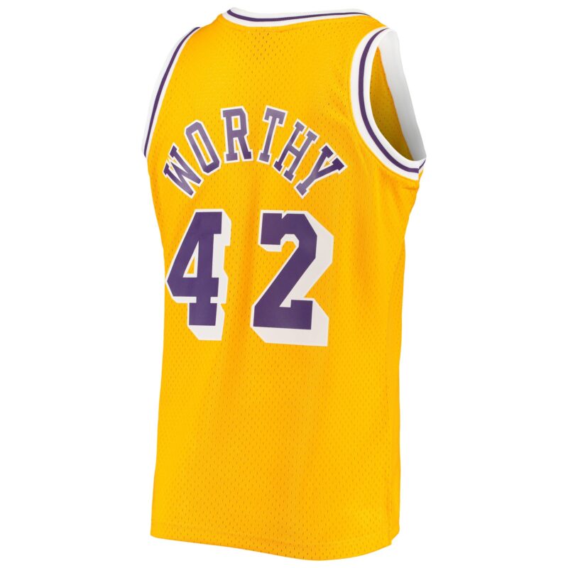 James Worthy Los Angeles Lakers Mitchell & Ness 1984/85 Hardwood Classics Swingman Jersey - Gold - Image 3