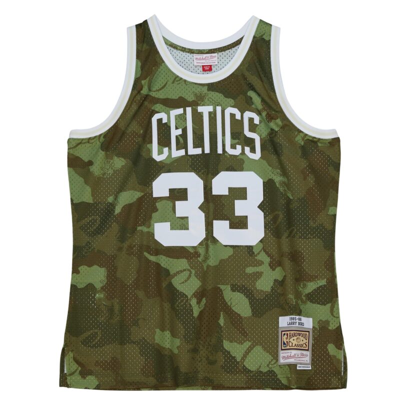 Larry Bird Boston Celtics Mitchell & Ness Hardwood Classics 1985/86 Ghost Green Swingman Jersey - Camo - Image 2