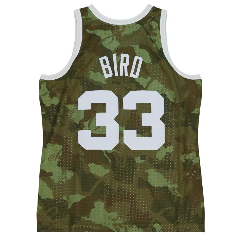 Larry Bird Boston Celtics Mitchell & Ness Hardwood Classics 1985/86 Ghost Green Swingman Jersey - Camo - Image 3