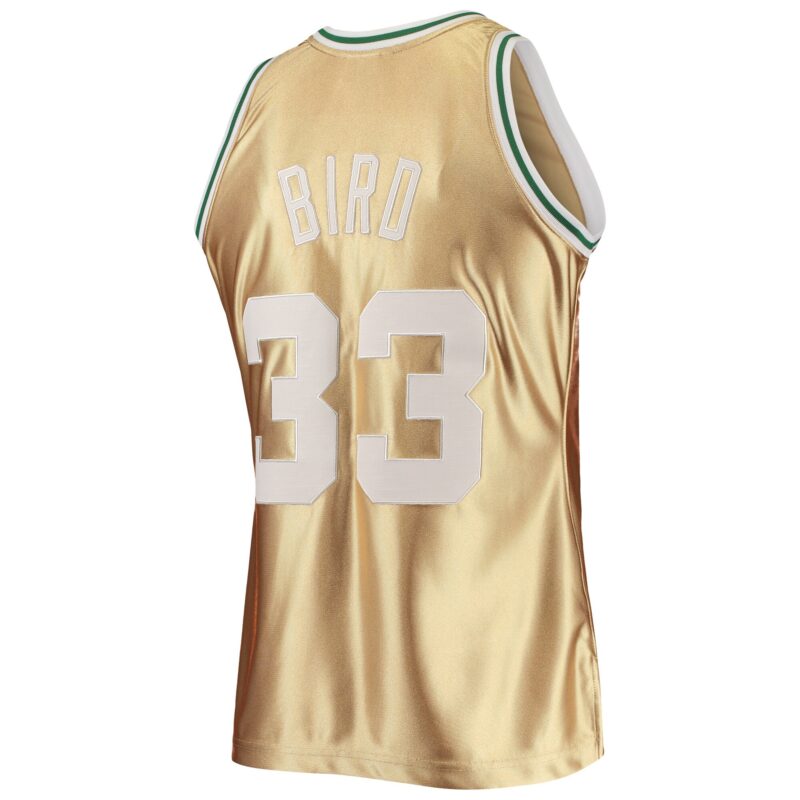 Larry Bird Boston Celtics Mitchell & Ness 75th Anniversary 1985/86 Hardwood Classics Swingman Jersey - Gold - Image 3