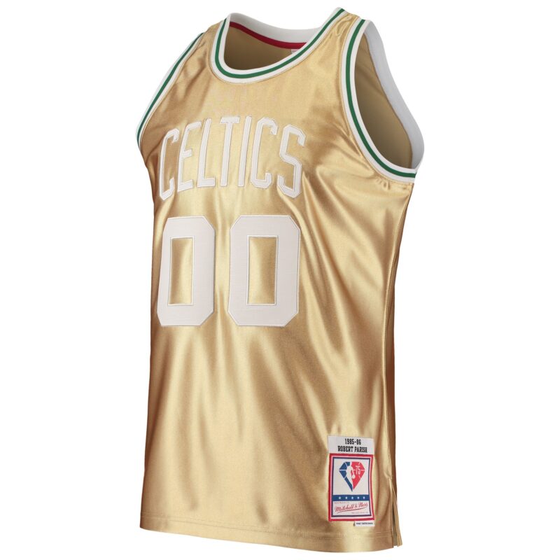 Robert Parish Boston Celtics Mitchell & Ness 75th Anniversary 1985/86 Hardwood Classics Swingman Jersey - Gold - Image 2
