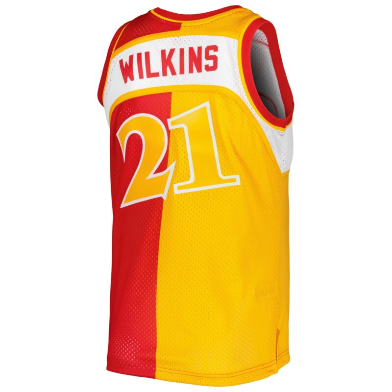 Dominique Wilkins Atlanta Hawks Mitchell & Ness Hardwood Classics 1986/87 Split Swingman Jersey - Yellow/Red - Image 3