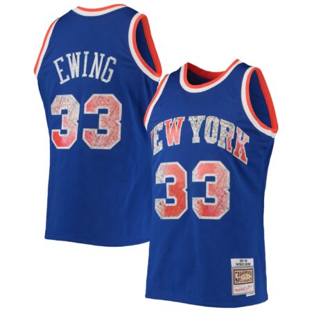 Patrick Ewing New York Knicks Mitchell & Ness 1991/92 Hardwood Classics Basketball 75th Anniversary Diamond Swingman Jersey - Blue