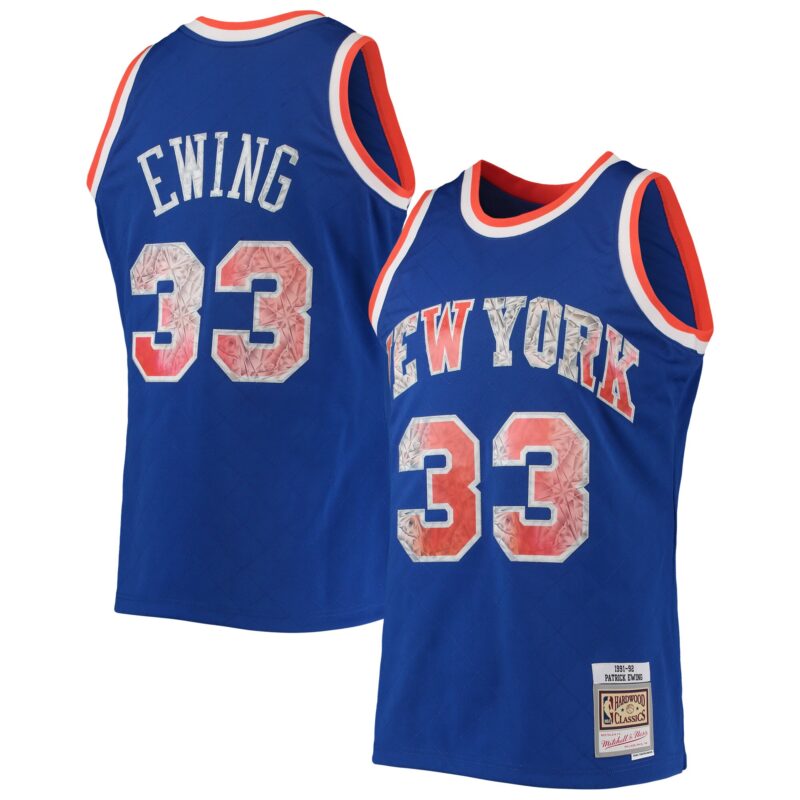 Patrick Ewing New York Knicks Mitchell & Ness 1991/92 Hardwood Classics Basketball 75th Anniversary Diamond Swingman Jersey - Blue