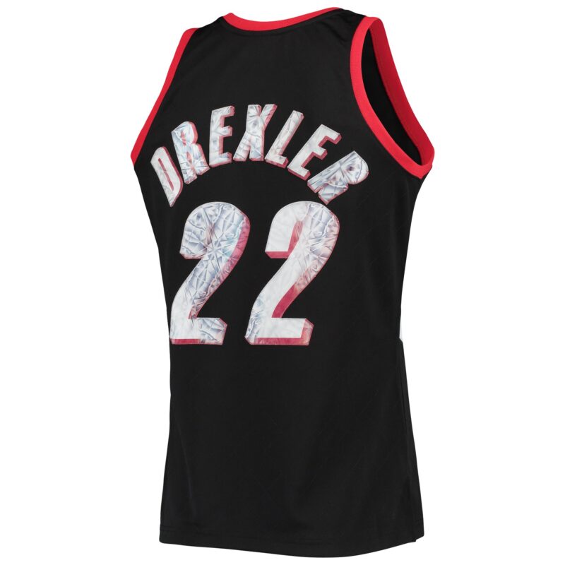 Clyde Drexler Portland Trail Blazers Mitchell & Ness 1991/92 Hardwood Classics Basketball 75th Anniversary Diamond Swingman Jersey - Black - Image 3