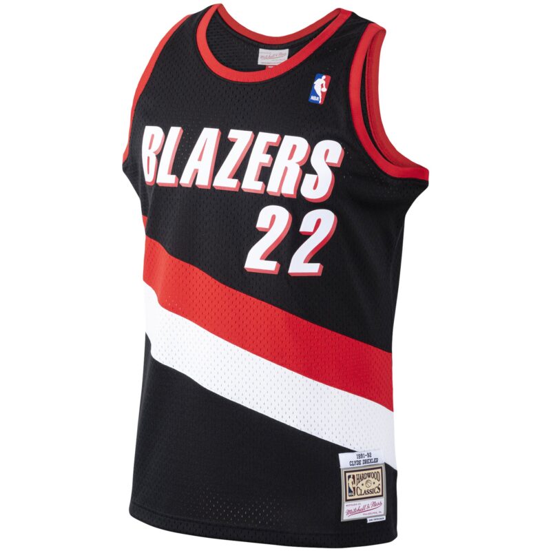 Clyde Drexler Portland Trail Blazers Mitchell & Ness 1991/92 Hardwood Classics Swingman Jersey - Black - Image 2
