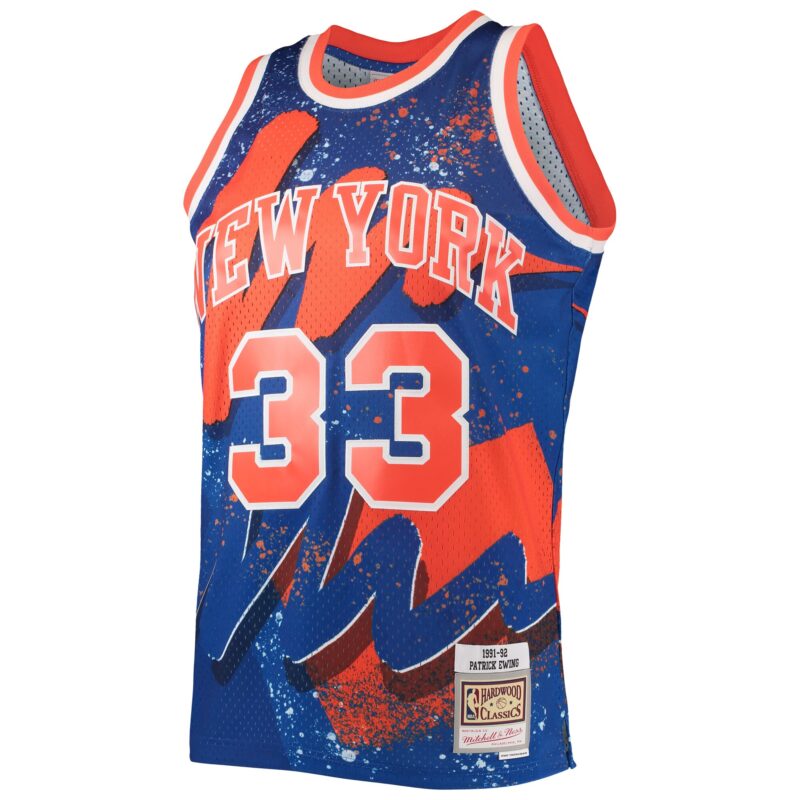 Patrick Ewing New York Knicks Mitchell & Ness Hardwood Classics 1991/92 Hyper Hoops Swingman Jersey - Blue - Image 2