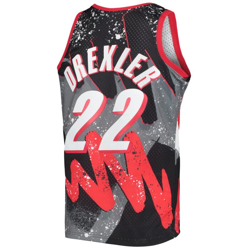 Clyde Drexler Portland Trail Blazers Mitchell & Ness Hardwood Classics 1991/92 Hyper Hoops Swingman Jersey - Black - Image 3