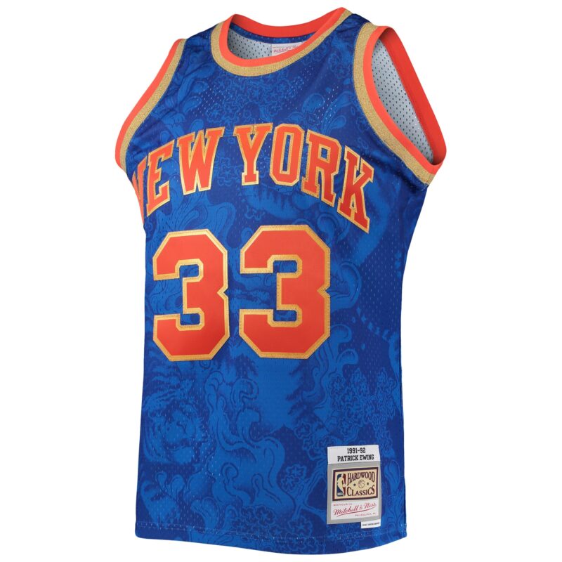 Patrick Ewing New York Knicks Mitchell & Ness Hardwood Classics 1991/92 Lunar New Year Swingman Jersey - Blue - Image 2