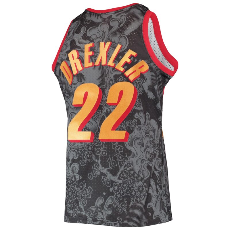 Clyde Drexler Portland Trail Blazers Mitchell & Ness Hardwood Classics 1991/92 Lunar New Year Swingman Jersey - Black - Image 3