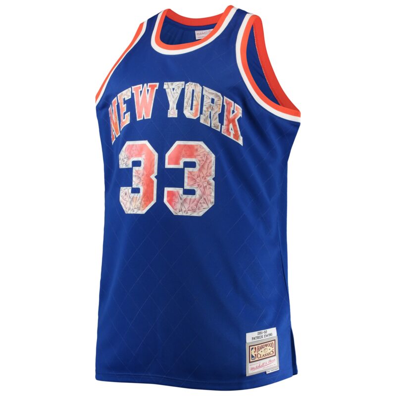 Patrick Ewing New York Knicks Mitchell & Ness Big & Tall 1991/92 Basketball 75th Anniversary Diamond Swingman Jersey - Blue - Image 2