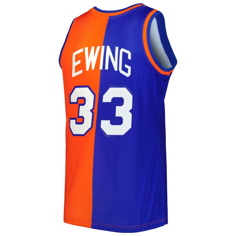 Patrick Ewing New York Knicks Mitchell & Ness Hardwood Classics 1991/92 Split Swingman Jersey - Blue/Orange - Image 3