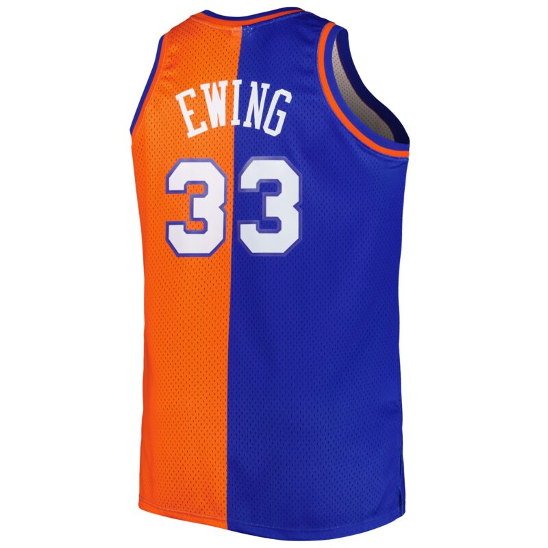 Patrick Ewing New York Knicks Mitchell & Ness Big & Tall Hardwood Classics 1991/92 Split Swingman Jersey - Blue/Orange - Image 3