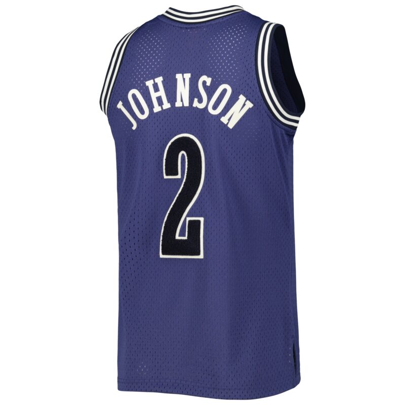 Larry Johnson Charlotte Hornets Mitchell & Ness 1994/95 Hardwood Classics Off-Court Swingman Jersey - Purple - Image 3