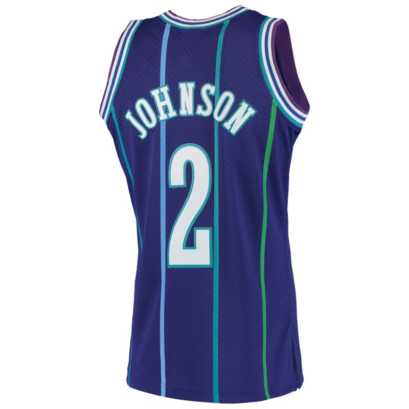 Larry Johnson Charlotte Hornets Mitchell & Ness 1994/95 Hardwood Classics Swingman Jersey - Purple - Image 3