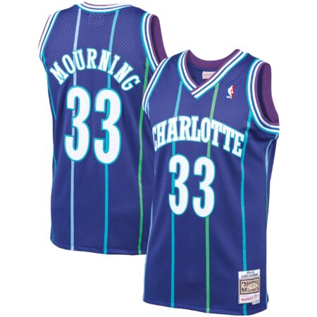 Alonzo Mourning Charlotte Hornets Mitchell & Ness 1994/95 Hardwood Classics Swingman Jersey - Purple