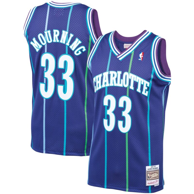 Alonzo Mourning Charlotte Hornets Mitchell & Ness 1994/95 Hardwood Classics Swingman Jersey - Purple