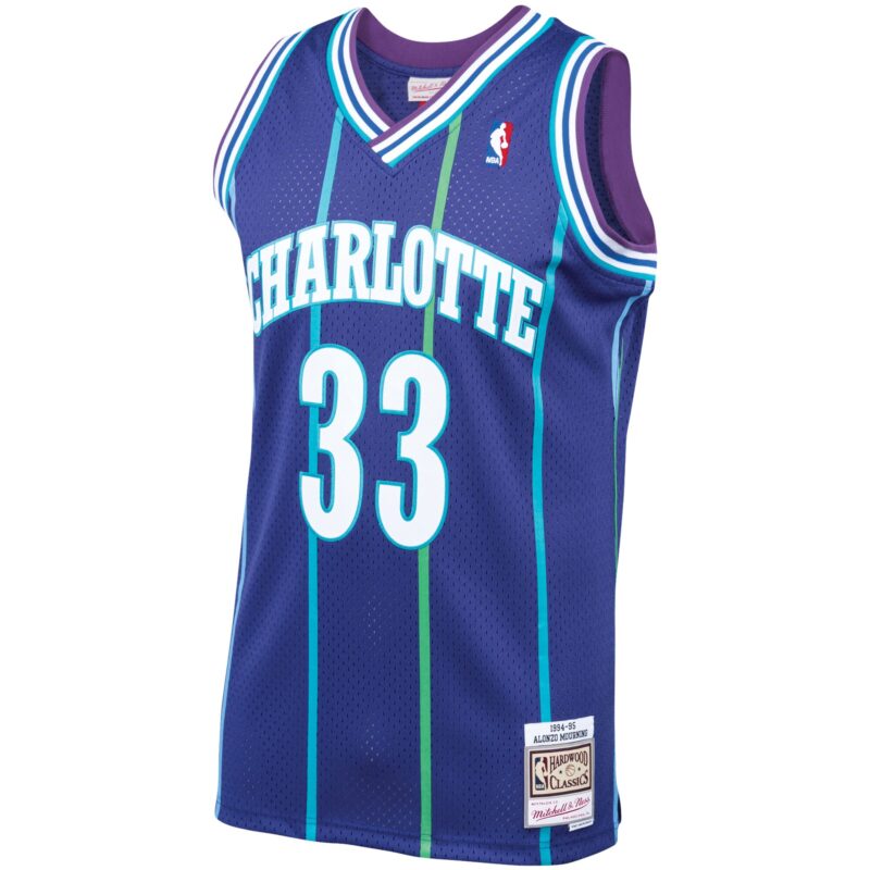 Alonzo Mourning Charlotte Hornets Mitchell & Ness 1994/95 Hardwood Classics Swingman Jersey - Purple - Image 2
