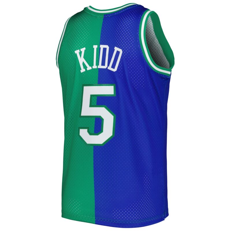 Jason Kidd Dallas Mavericks Mitchell & Ness Hardwood Classics 1994/95 Split Swingman Jersey - Blue/Green - Image 3