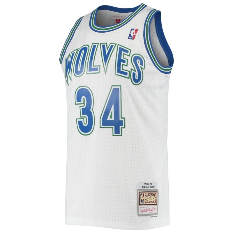 Isaiah Rider Minnesota Timberwolves Mitchell & Ness 1995/96 Hardwood Classics Swingman Jersey - White - Image 2