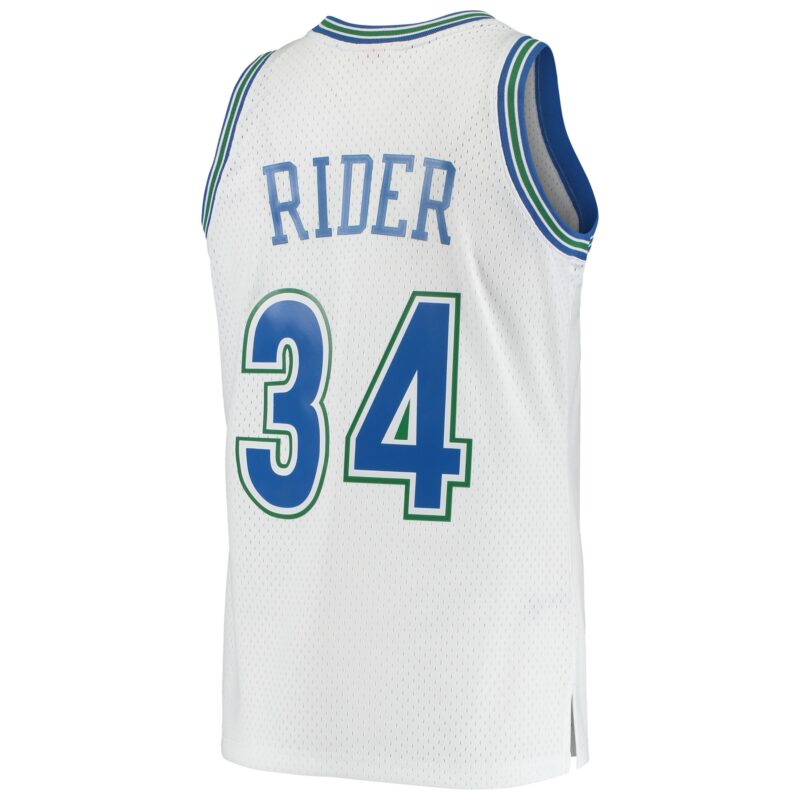 Isaiah Rider Minnesota Timberwolves Mitchell & Ness 1995/96 Hardwood Classics Swingman Jersey - White - Image 3