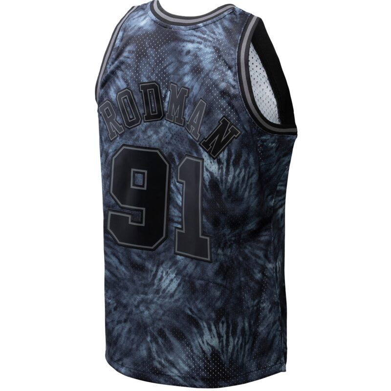 Dennis Rodman Chicago Bulls Mitchell & Ness Hardwood Classics 1995/96 Tie-Dye Swingman Jersey - Black - Image 3