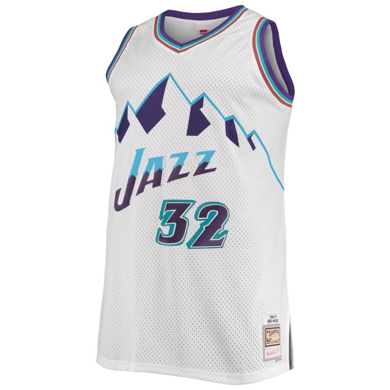 Karl Malone Utah Jazz Mitchell & Ness 1996/97 Big & Tall Hardwood Classics Swingman Jersey - White - Image 2
