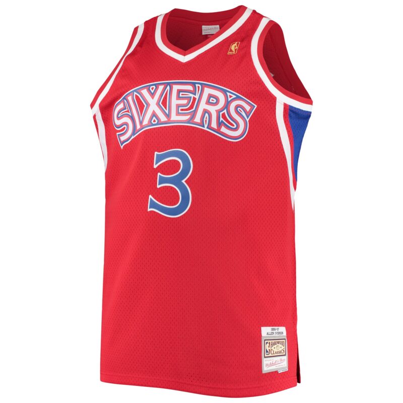 Allen Iverson Philadelphia 76ers Mitchell & Ness 1996/97 Big & Tall Hardwood Classics Swingman Jersey - Red - Image 2