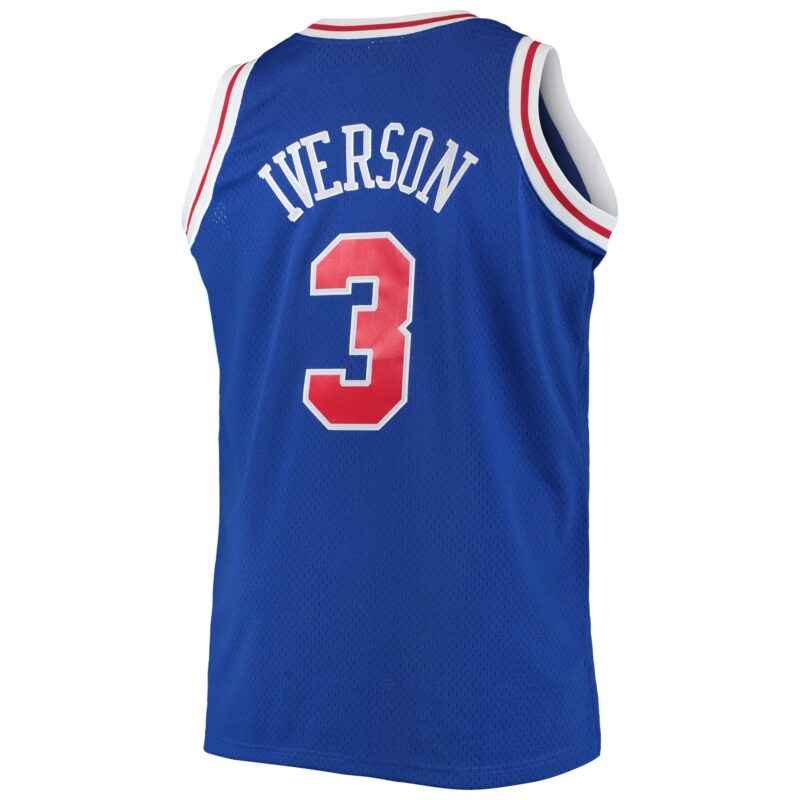 Allen Iverson Philadelphia 76ers Mitchell & Ness 1996/97 Big & Tall Hardwood Classics Swingman Jersey - Royal - Image 3