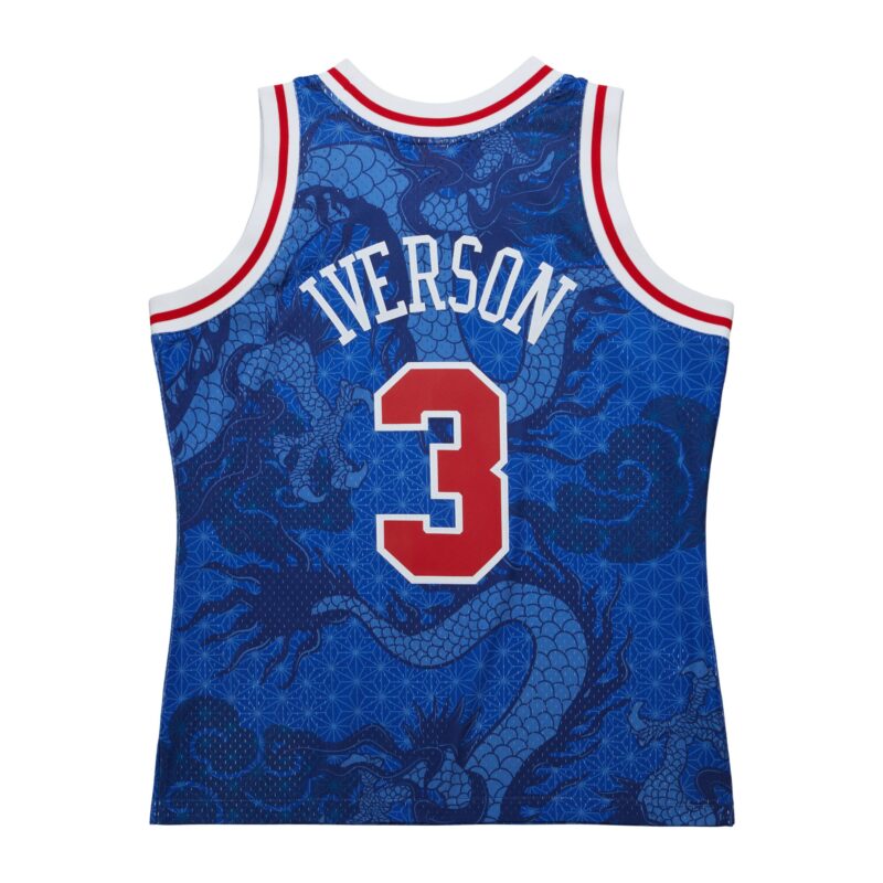 Allen Iverson Philadelphia 76ers Mitchell & Ness 1996/97 Hardwood Classics Asian Heritage 6.0 Swingman Throwback Player Jersey - Royal - Image 3