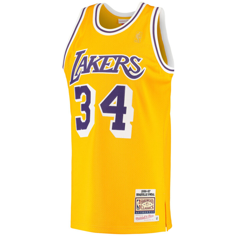Shaquille O'Neal Los Angeles Lakers Mitchell & Ness 1996/97 Hardwood Classics Jersey - Gold - Image 2