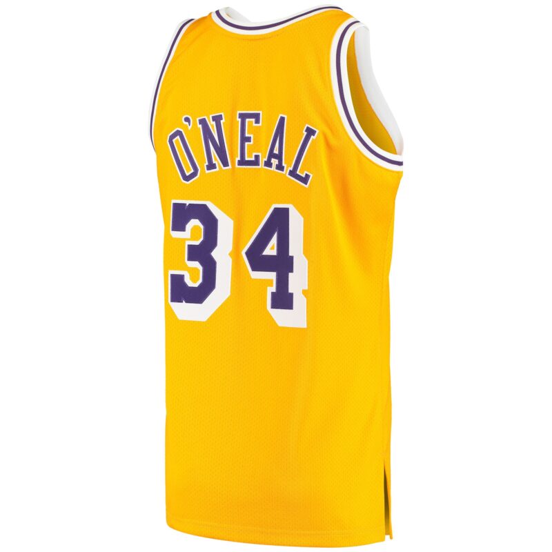 Shaquille O'Neal Los Angeles Lakers Mitchell & Ness 1996/97 Hardwood Classics Jersey - Gold - Image 3