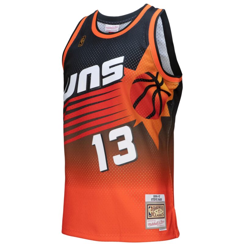 Steve Nash Phoenix Suns Mitchell & Ness 1996/97 Hardwood Classics Fadeaway Swingman Player Jersey - Orange/Black - Image 2